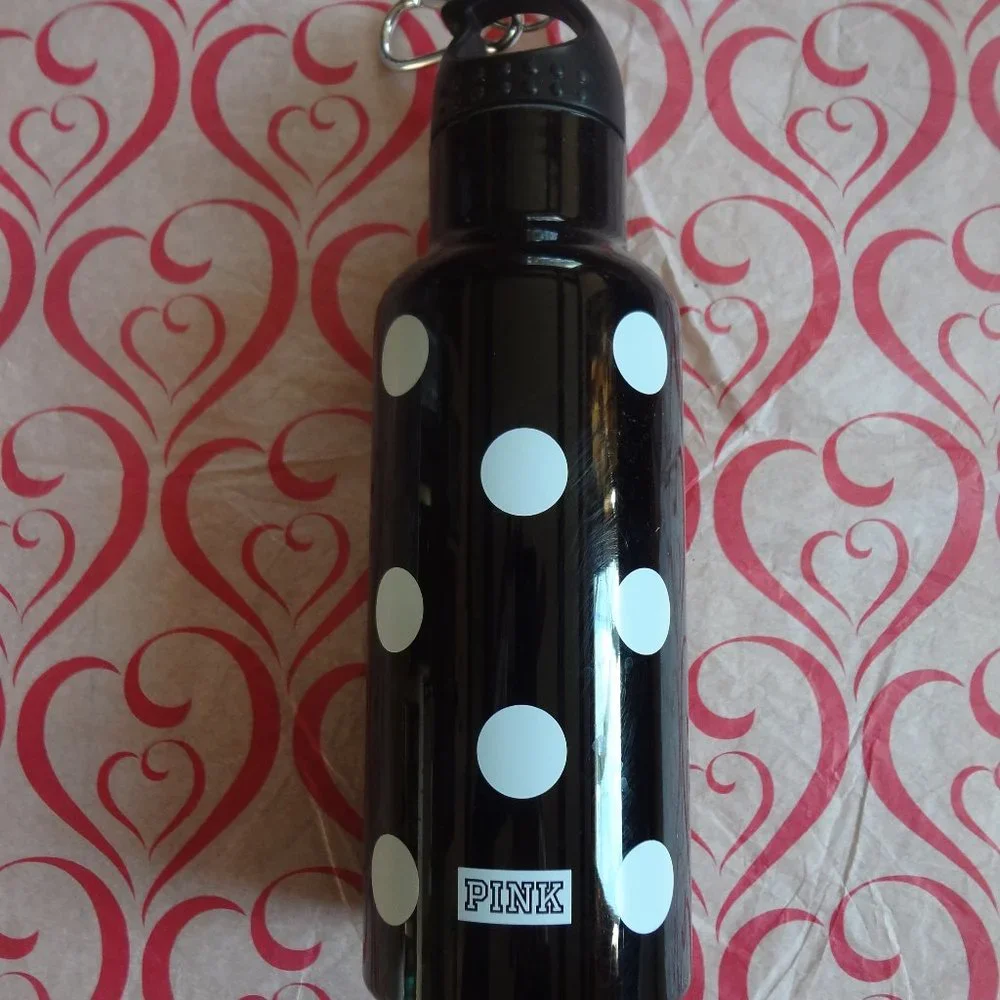 🆕 PINK victoria's secret polka black white polka dot water bottle Sold out! - Picture 5 of 6